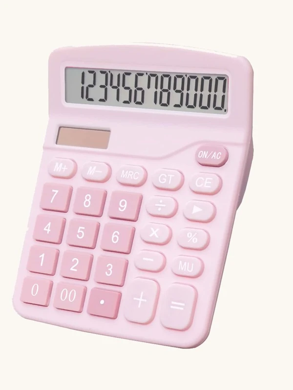 1pc Solid Color Digital Calculator, Small Pink Calculator For Office School Baby Pink