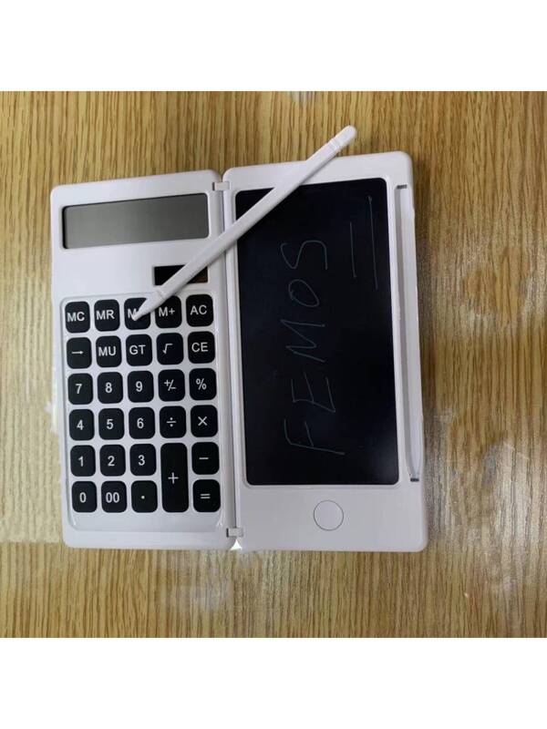 New Version Solar Writing Board Calculator 2807 For Students, 12-digit, White Flip Cover & Portable, Cute & Practical Gift White