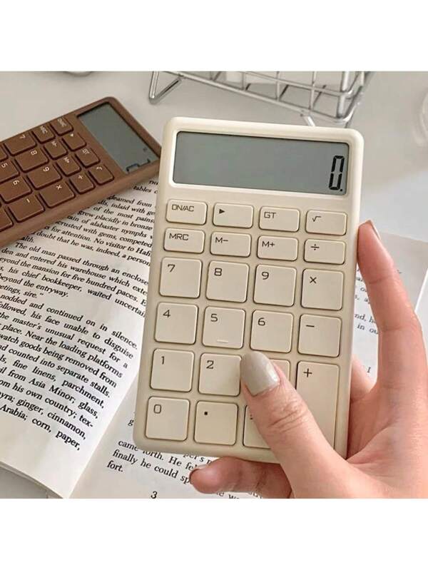 12-digit Simple Portable Calculator For Office And School Use Beige