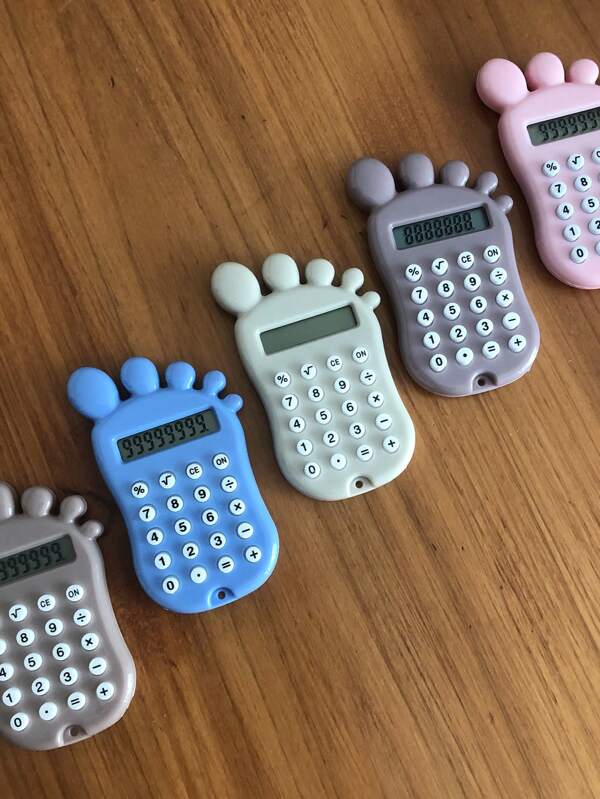 Cartoon Foot Shaped Calculator For Students, Practical Portable Pendant Design, Cute & Silent Mini Calculator Khaki