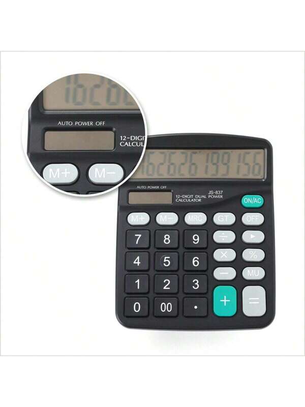 Solar Battery Desktop Calculator Basic 12-Digit Large Display Office Business US Multicolor