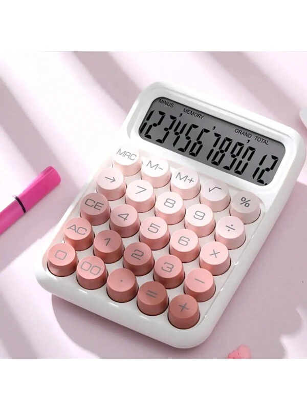 1pc 12-Digit Cute Little Dopamine Gradient Color-Gradient Calculator Aesthetic, Calculator Big Buttons Clicking Sound, Calculator Aesthetic Pink, Calculator Purple,Colorful, Suitable For Students, Office Workers, Or Feminine Office Space Decoration(Shipment Without Battery) Rouge Pink