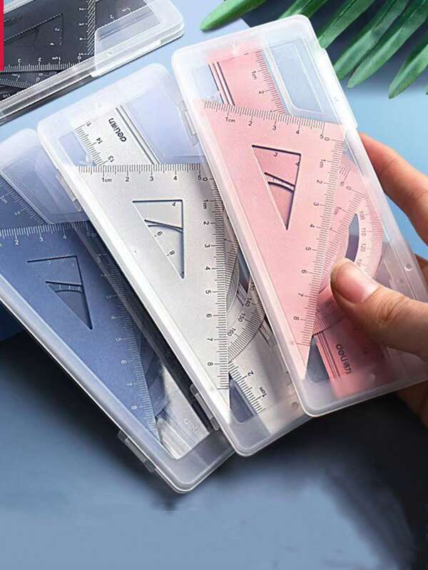 4-Piece Aluminum Alloy Ruler Set - Metal Drafting Rulers, Geometric Protractor For Students, Artists, Engineers, School And Office Supplies Multicolor