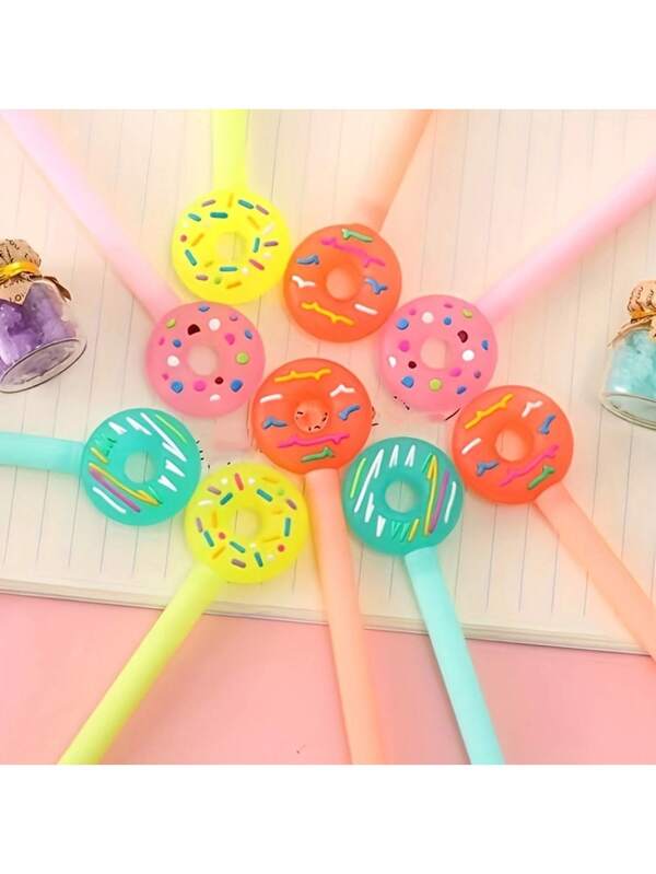 4 Pieces/8 Pieces 0.5mm Donut Neutral Pen With Smooth And Continuous Ink Writing, Cute Appearance, Suitable For Giving Babies As GiftsOffice, School, Drawing,Student,Markers,Stationery,Boys,Girls,School Supplies Multicolor