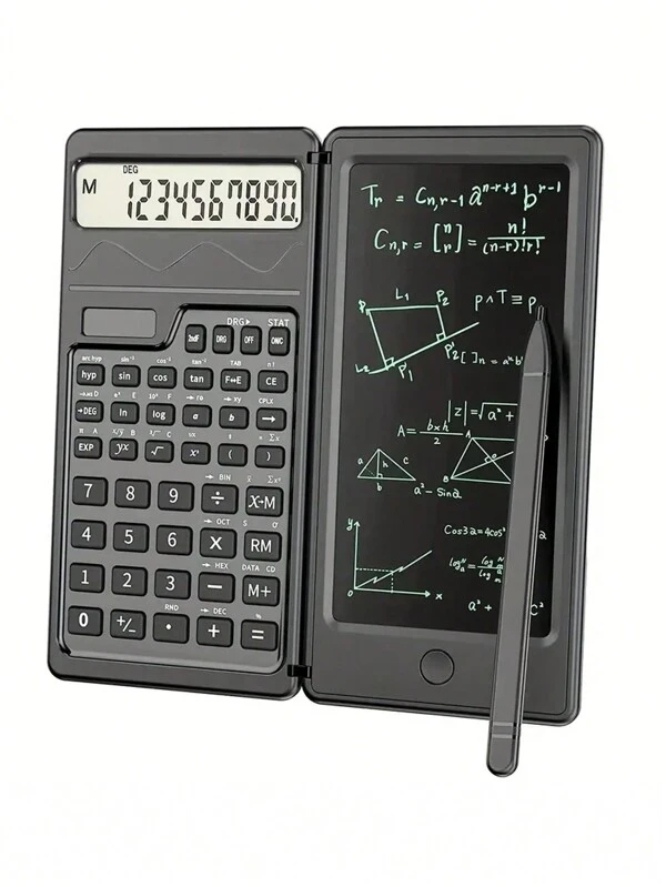 10-Digit Scientific Calculator -High-Resolution LCD Display, CompactFoldable Design, Handwriting Board, Solar And Battery Dual Power -Ideal For Teachers, Engineers, And Professionals Black