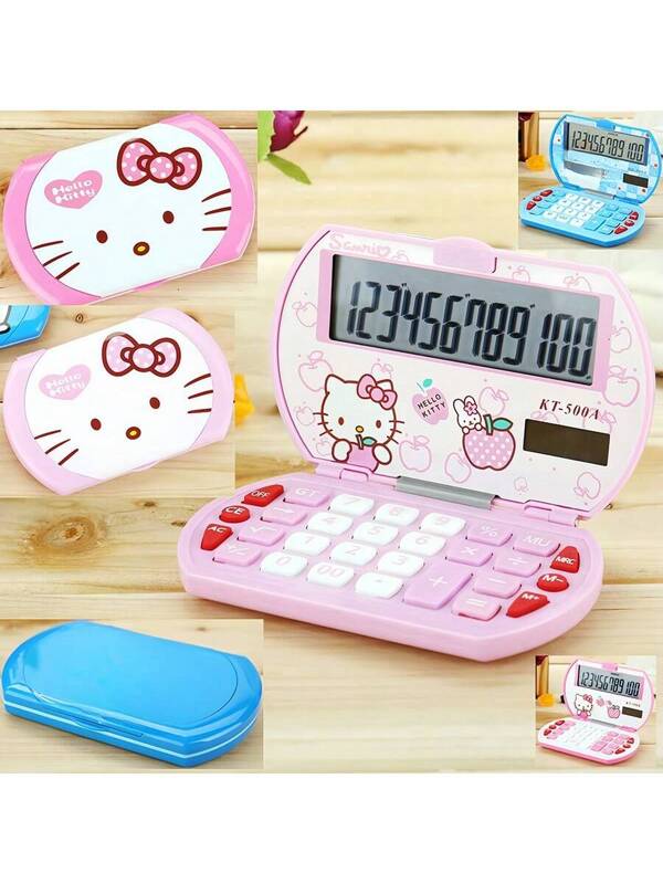 Cartoon Compact Folding Mini Calculator, Portable Lightweight Office/Student Use Multicolor