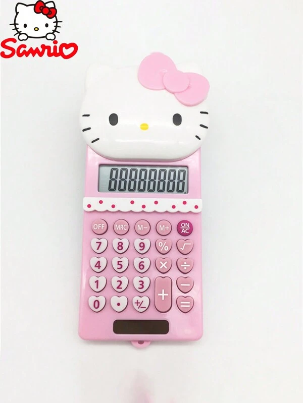 Cartoon Kitty Japanese Cute Flip PC Dog Computer Mini Portable Small Arithmetic Office Exam Calculator Multicolor